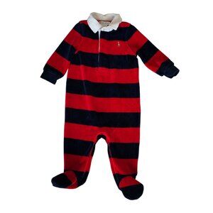 Ralph Lauren Baby Infant Boys Red/Navy Blue Basic One-Piece Coverall Suit Sz 6M